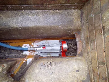 High Power Water Jet with root cutter machine propelled by high pressure water - which will cut roots as it goes along the drain