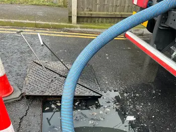 A Jet and Drain Vacuum Tanker in Action: Effectively Unblocking a Public Drain Blocked by Debris and Build-Up.