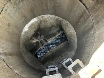 Our vacuum tanker has removed sewage waste from the manhole drain—now running freely as it should.