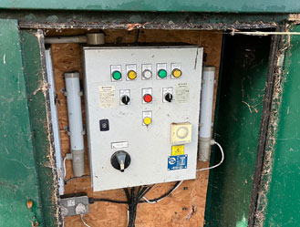 Sewage pump control box awaiting servicing by Jet and Drain technicians to ensure safe and efficient operation.