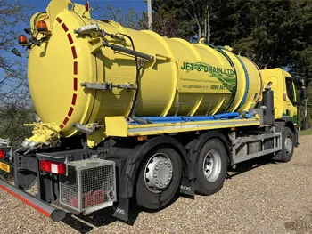 Jet and Drain's vacuum tanker is on standby, ready to respond to a call-out.